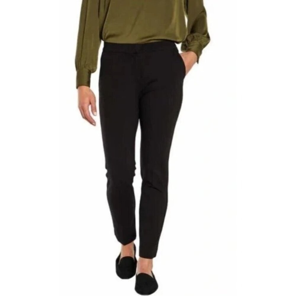 Banana Republic Women's 12  Straight Leg Ponte Pants Flat Front Slacks Black